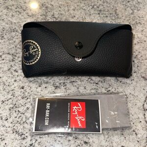 Used Black Leather Ray Ban Case with NEW lens wipe